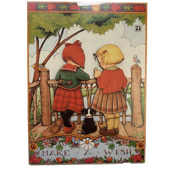 Vintage Mary Engelbreit ME Cards to Keep 3D Plaque Make A Wish Friends - Picture 1 of 2